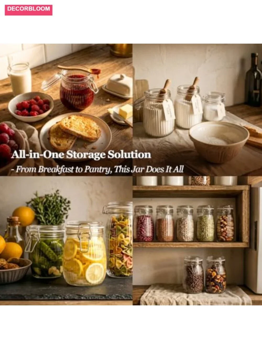 6-Pack 17oz Ribbed Glass Storage Jars with Airtight Clamp Lids
